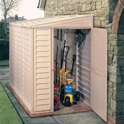 Saffron 4ft x 8ft Lean-To Vinyl Garden Shed with Foundation Kit