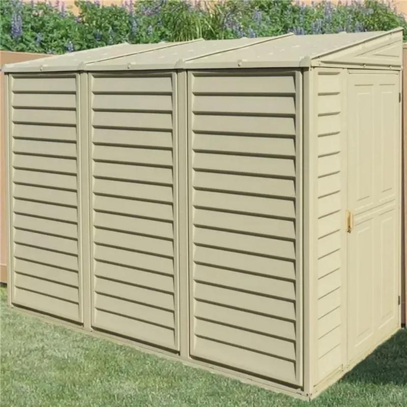 Saffron 4ft x 8ft Lean-To Vinyl Garden Shed with Foundation Kit