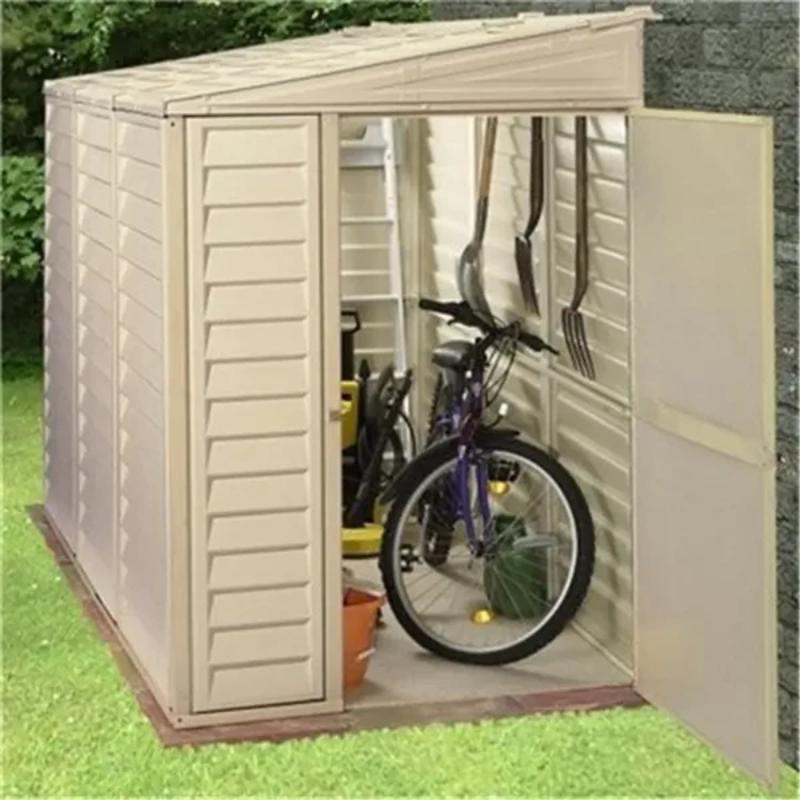 Saffron 4ft x 8ft Lean-To Vinyl Garden Shed with Foundation Kit