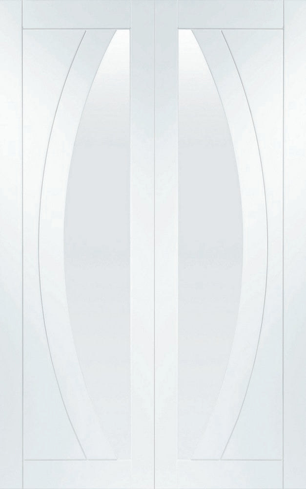 Image For XL Joinery Salerno Internal White Primed Rebated Door Pair with Clear Glass