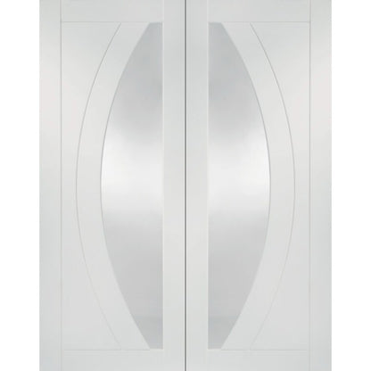 XL Joinery Salerno Internal White Primed Rebated Door Pair with Clear Glass