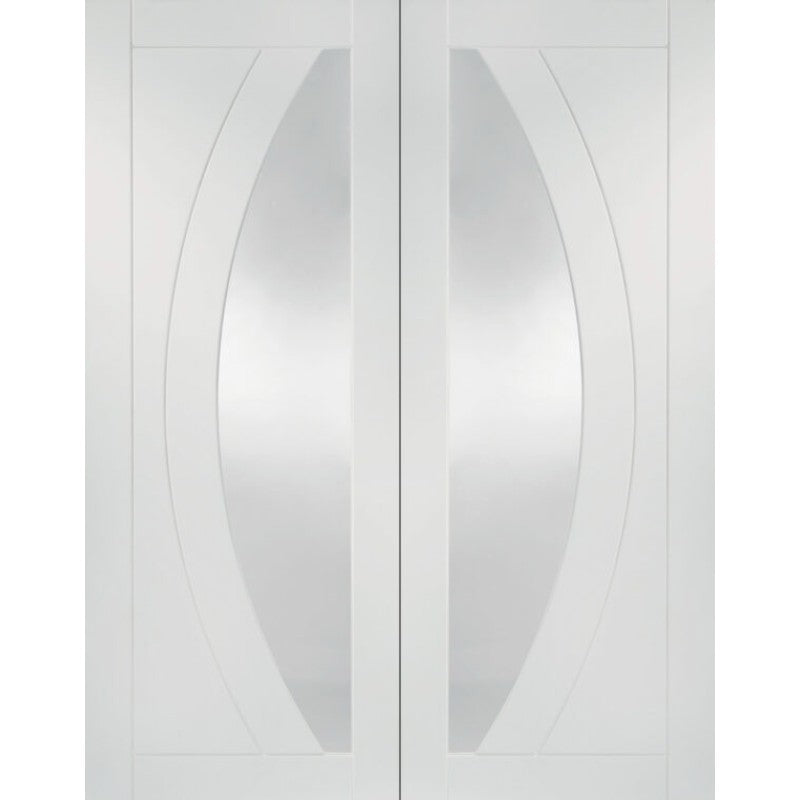 XL Joinery Salerno Internal White Primed Rebated Door Pair with Clear Glass