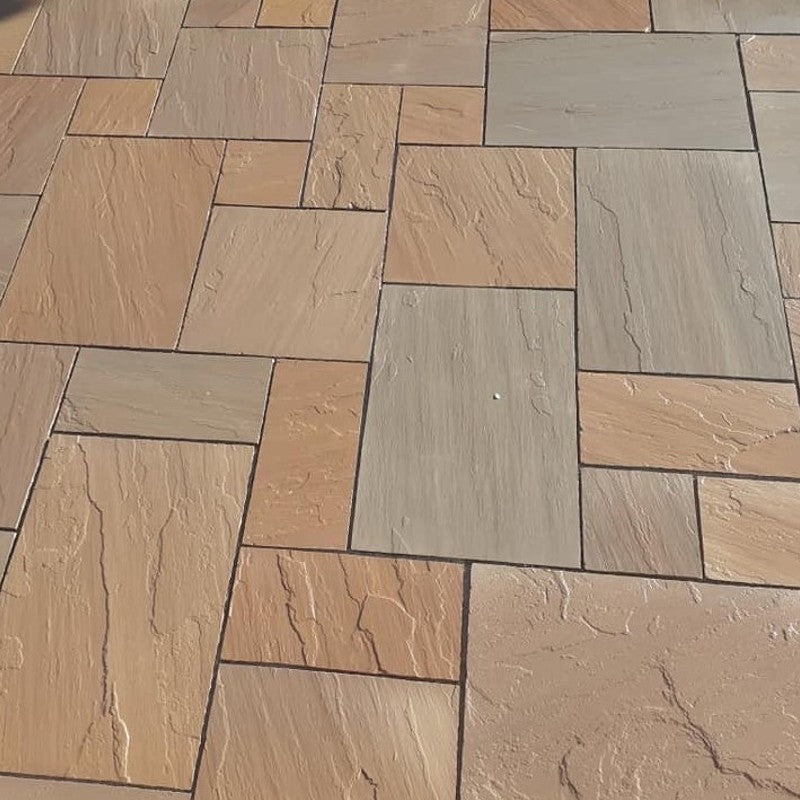 Traditional Autumn Brown Sandstone Paving Pack (19.50m2 - 66 Slabs / Mixed Pack)