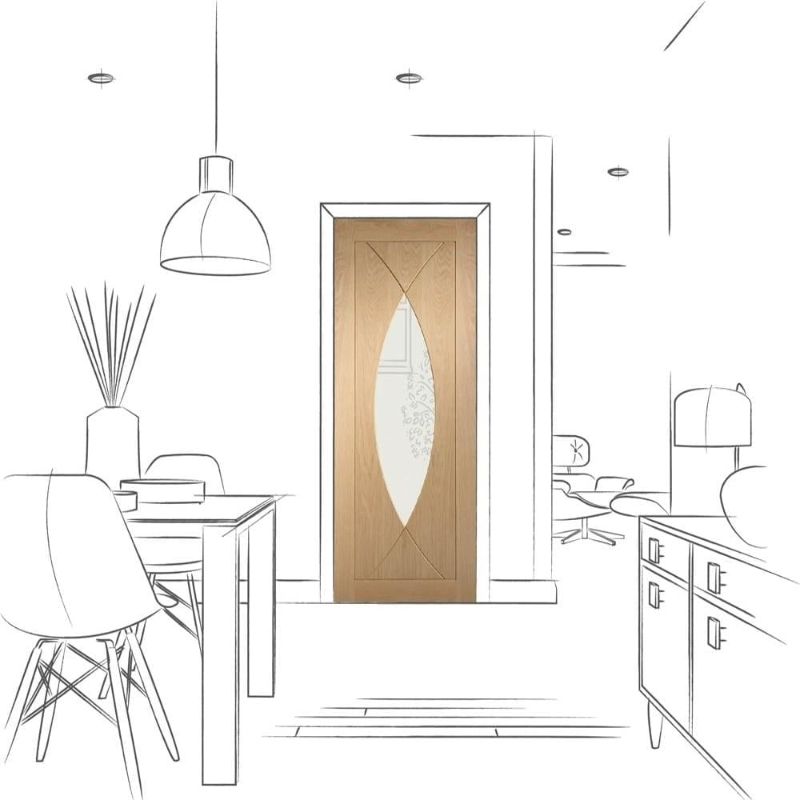 Image for XL Joinery Pesaro Pre-Finished Internal Oak Door with Clear Glass 2040 x 726 x 40mm