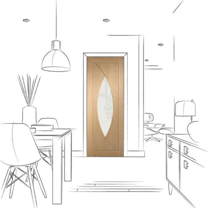 Image for XL Joinery Pesaro Pre-Finished Internal Oak Door with Clear Glass 1981 x 762 x 35mm (30")