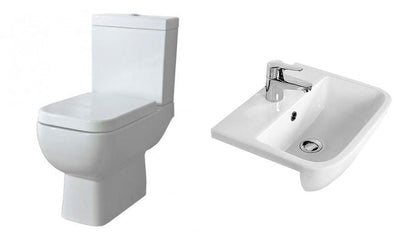 Image Of RAK Bathroom Suite Series 600 with Semi Recessed Basin 520mm & Close Coupled Toilet