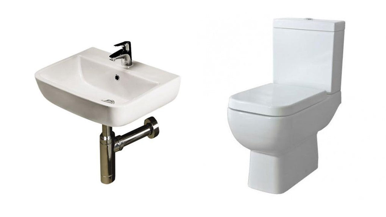  Image Of RAK Bathroom Suite Series 600 (Wall Hung Cloakroom Hand Basin 400mm, Full Access Toilet)