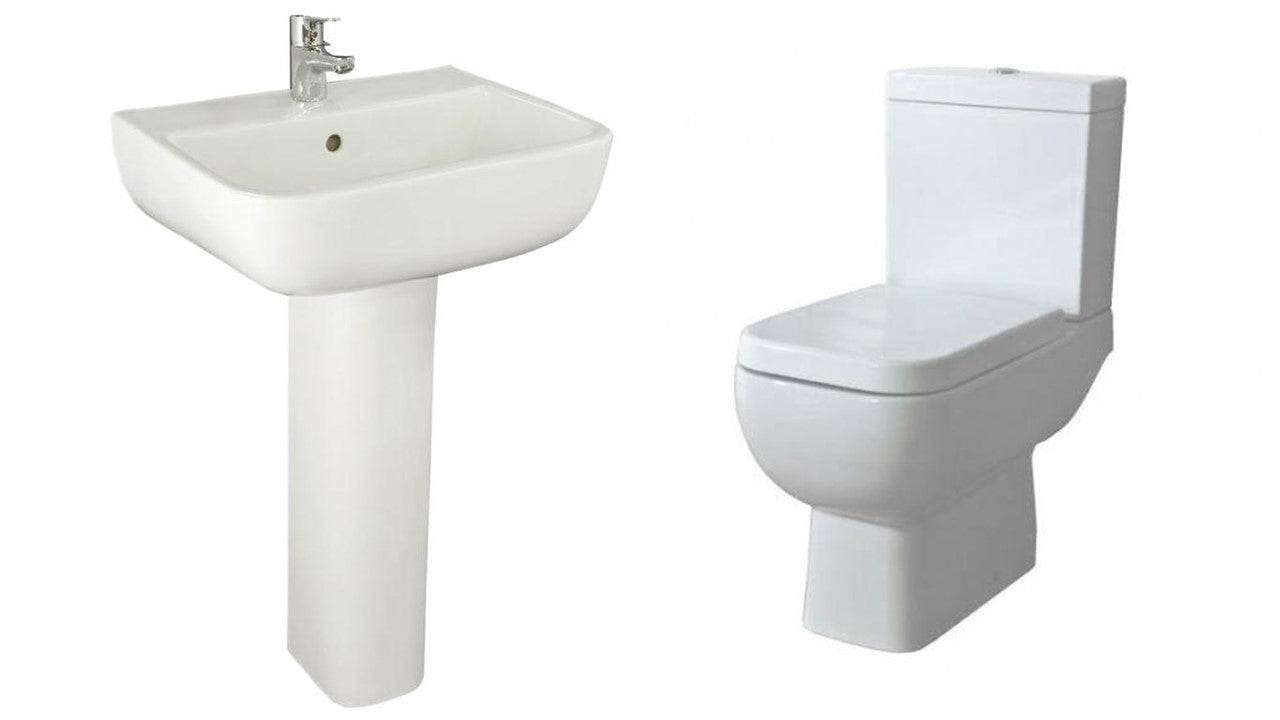 Image Of RAK Bathroom Suite Series 600 (Basin & Full Pedestal 520mm, Full Access Toilet)