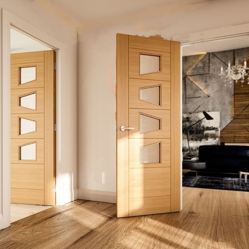 Image for Deanta Seville 4Ls Glazed Interior Oak Door - 1981 x 838 x 35 mm