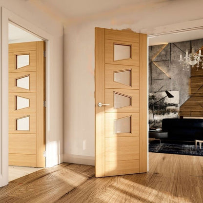 Image for Deanta Seville 4Ls Glazed Interior Oak Door - 1981 x 762 x 35 mm