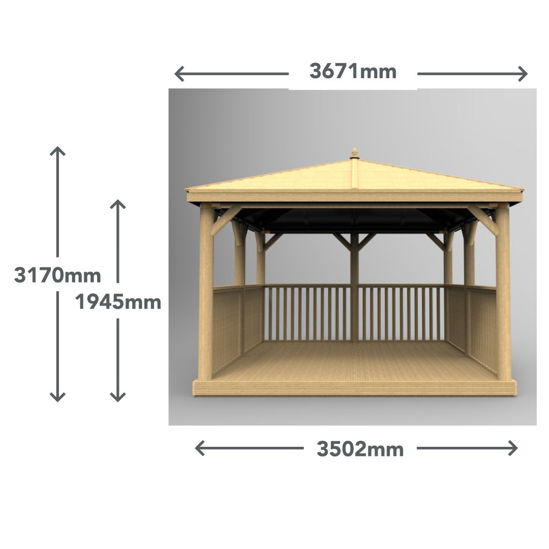 Image for Forest 3.5m Square Wooden Gazebo with Cedar Roof - Inc Base