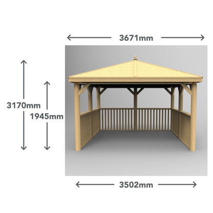 Image for Forest 3.5m Square Wooden Gazebo with Cedar Roof - No Base