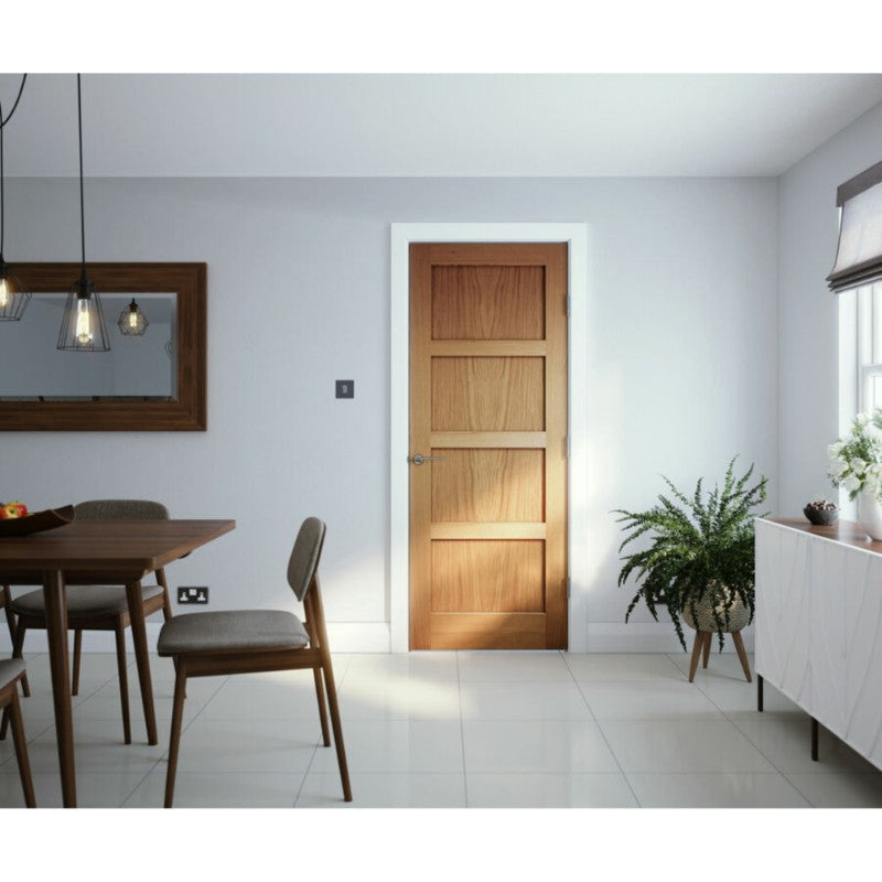 Shaker 4 Panel Unfinished Internal Oak Door - All Sizes