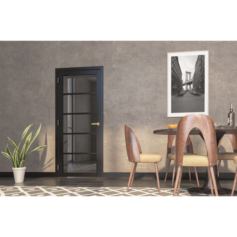 Deanta Shoreditch Prefinished Black Tinted Glazed Internal Door 2040 x 826 x 40mm