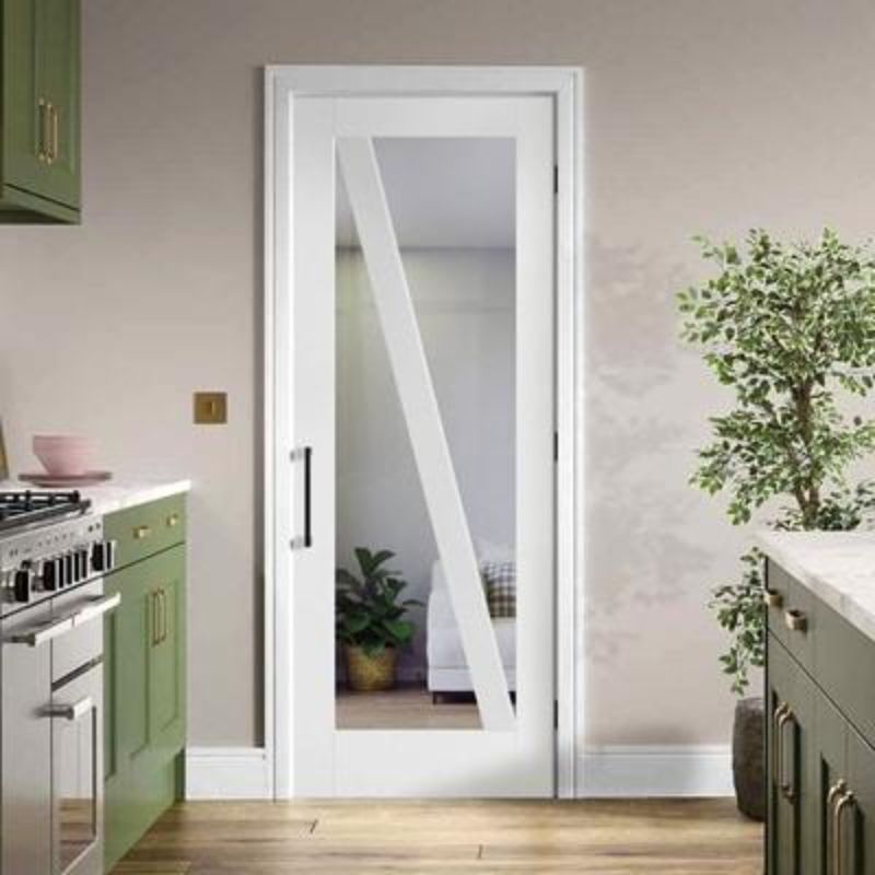 LPD Barn White Primed Internal Clear Glazed Door - 78in x 27in x 35mm (1981 x 686mm)
