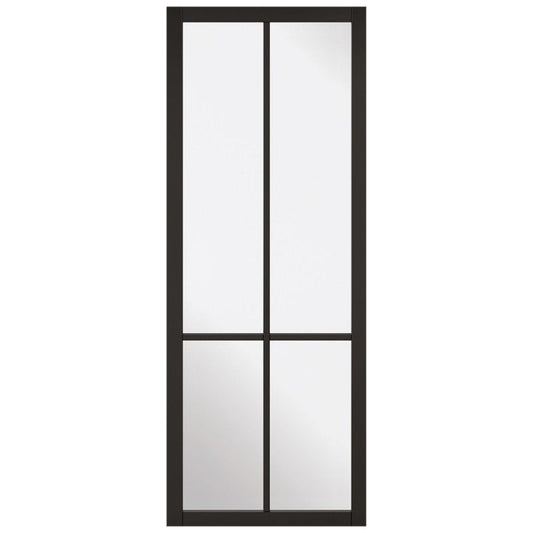 LPD Liberty Black Primed Clear Glazed 4L Internal Industrial Style Door
