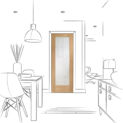 Image for XL Joinery Pattern 10 Internal Oak Door with Obscure Glass 1981 x 838 x 35mm (33")