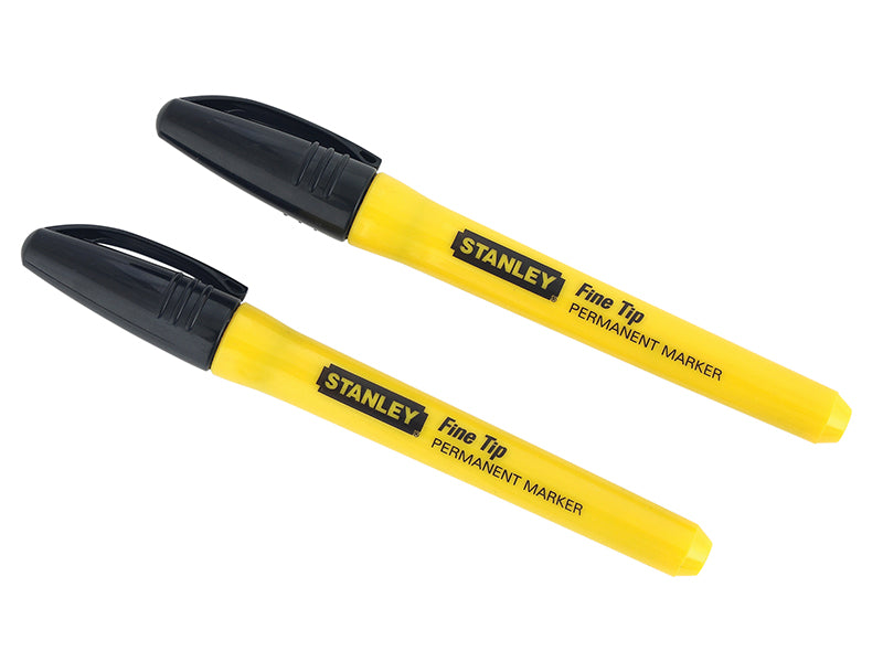 Stanley Tools Fine Tip Permanent Marker Black (Pack 2)