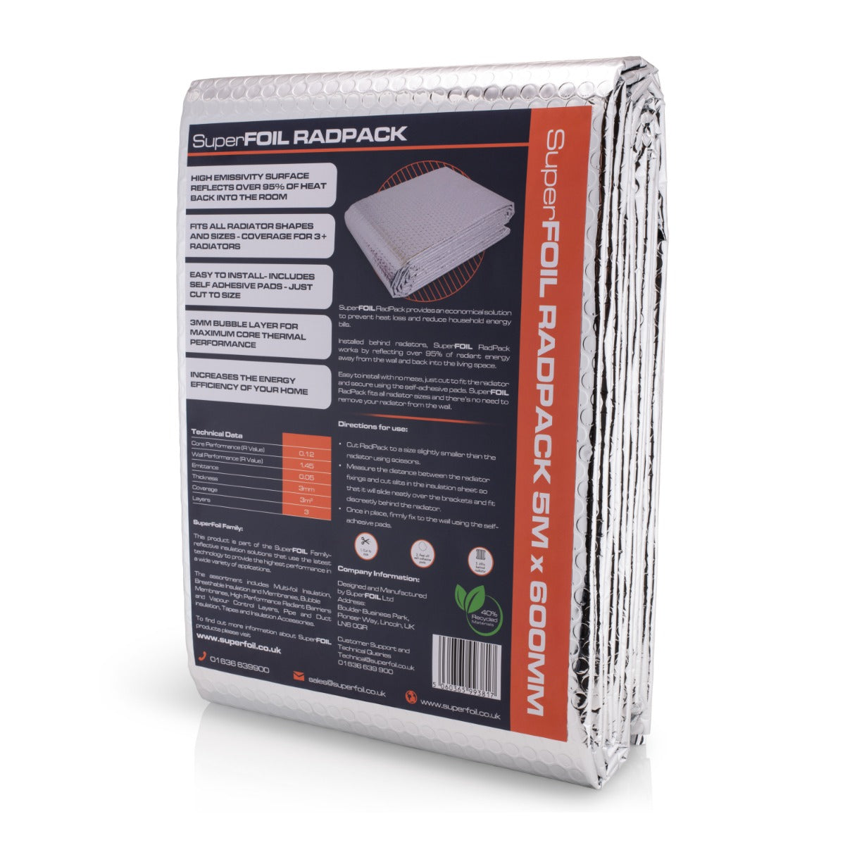 Image for SuperFOIL Heat Reflective Radiator Foil Insulation RadPack - 5m x 60cm