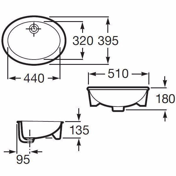 Image for Roca Neo Selene Inset Countertop Or Under Countertop Basin - 0 Tap Hole