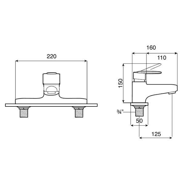 Image for Roca Victoria V2 Chrome Deck Mounted Bath Filler