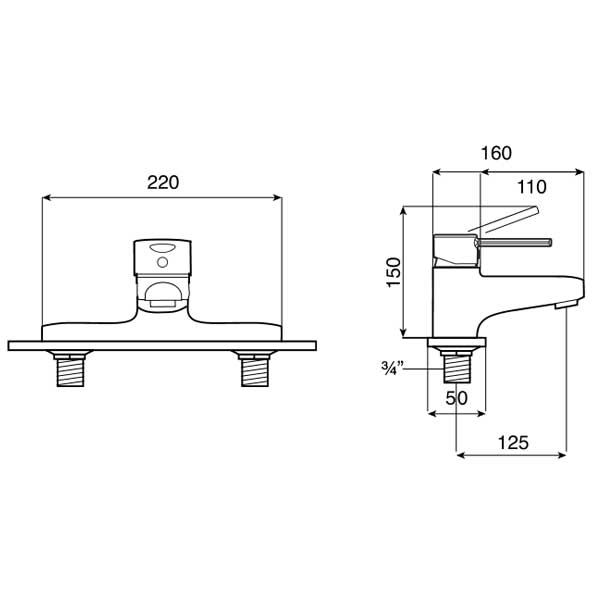 Image for Roca Targa Chrome Deck Mounted Bath Filler