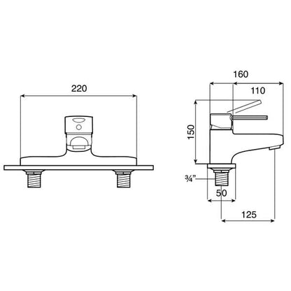 Image for Roca Targa Chrome Deck Mounted Bath Filler