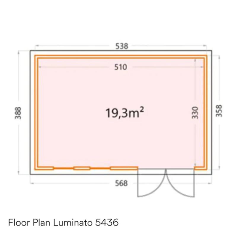 Telluria 18ft x 12ft Luminato Premier Steel Garden Room - 5.4m x 3.6m