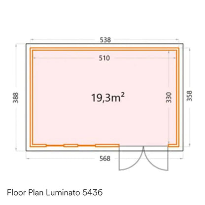 Telluria 18ft x 12ft Luminato Premier Steel Garden Room - 5.4m x 3.6m