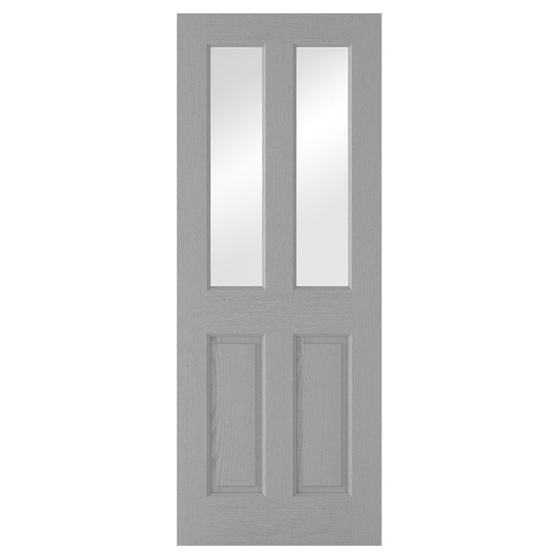 LPD Textured 2L Grey Moulded Internal Clear Glazed Door - 78in x 27in x 35mm (1981 x 686mm)