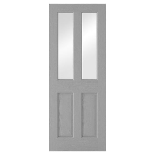 LPD Textured 2L Grey Moulded Internal Clear Glazed Door - 78in x 27in x 35mm (1981 x 686mm)