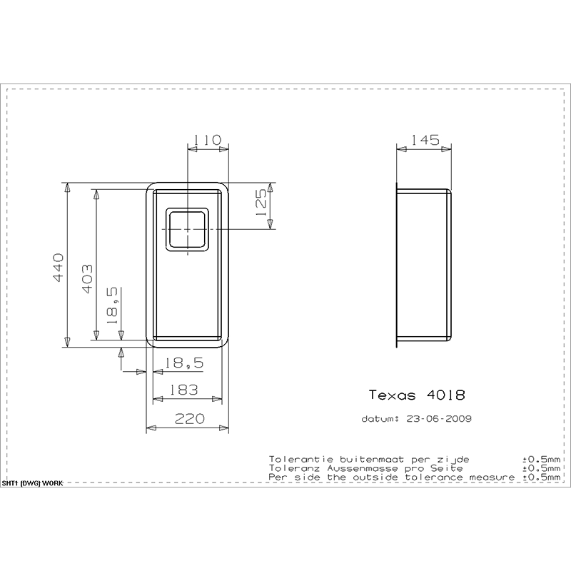 Reginox Texas 18x40 Integrated Stainless Steel Kitchen Sink