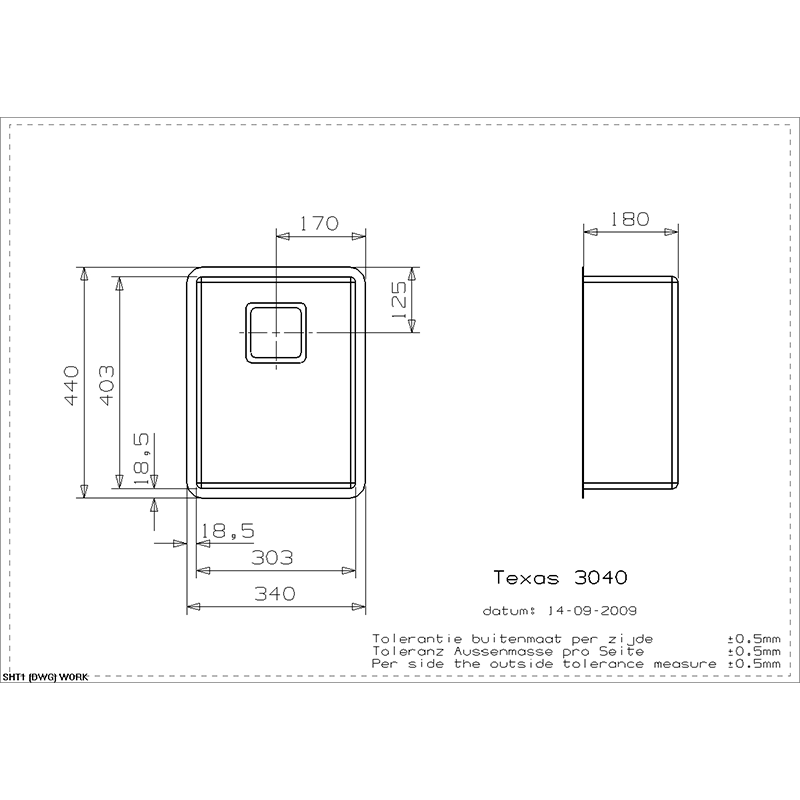 Reginox Texas 30x40 Integrated Stainless Steel Kitchen Sink