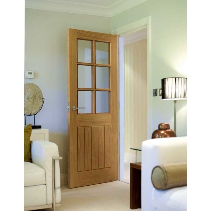 JB Kind Oak Cottage Thames 6 Light Glazed Internal Door Unfinished 1981 X 686 X 35mm