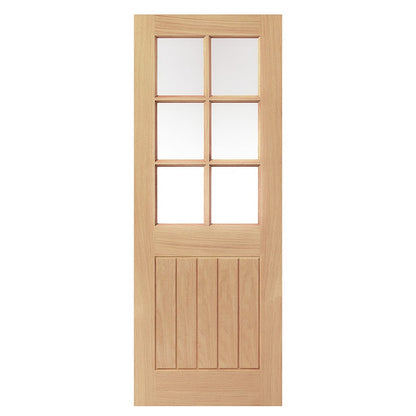 JB Kind Oak Cottage Thames 6 Light Glazed Internal Door Unfinished