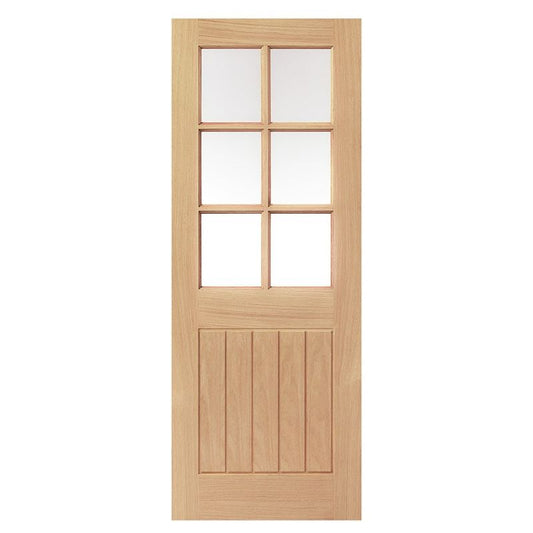 JB Kind Oak Cottage Thames 6 Light Glazed Internal Door Unfinished 1981 X 762 X 35mm