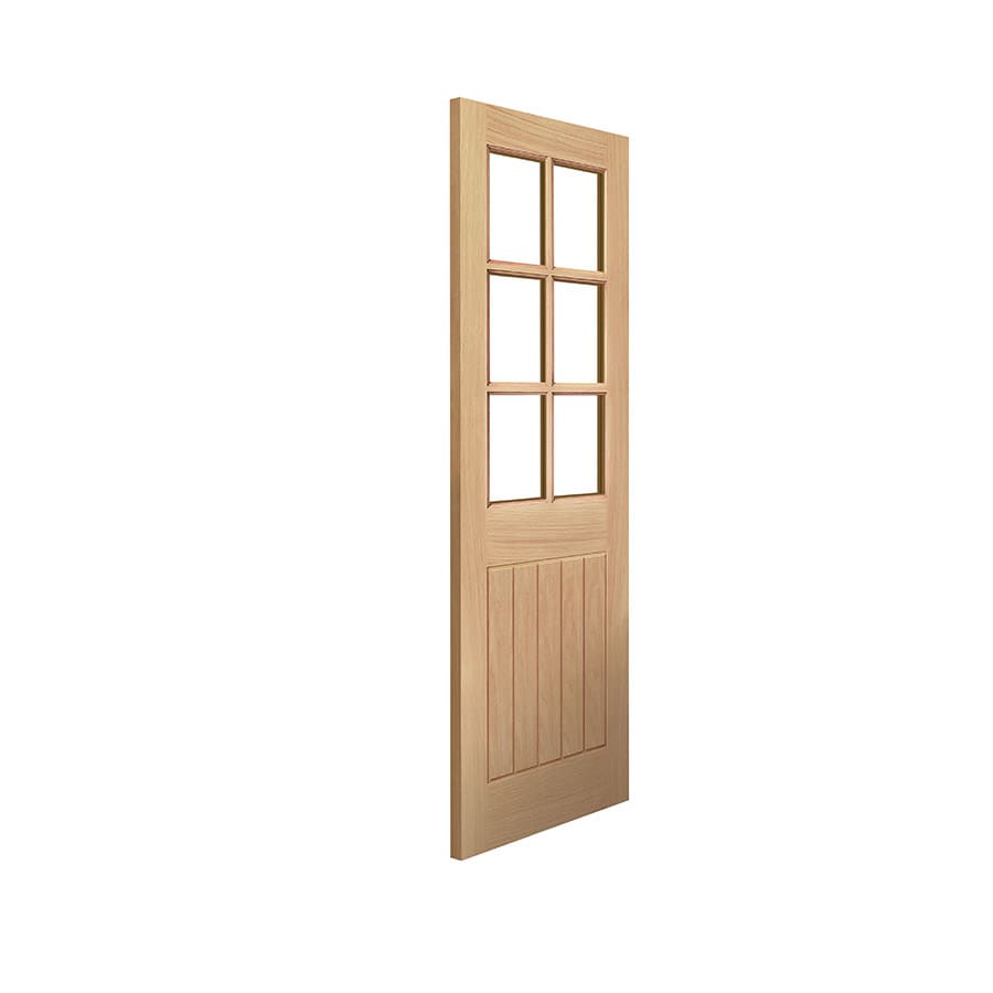 JB Kind Oak Cottage Thames 6 Light Glazed Internal Door Unfinished