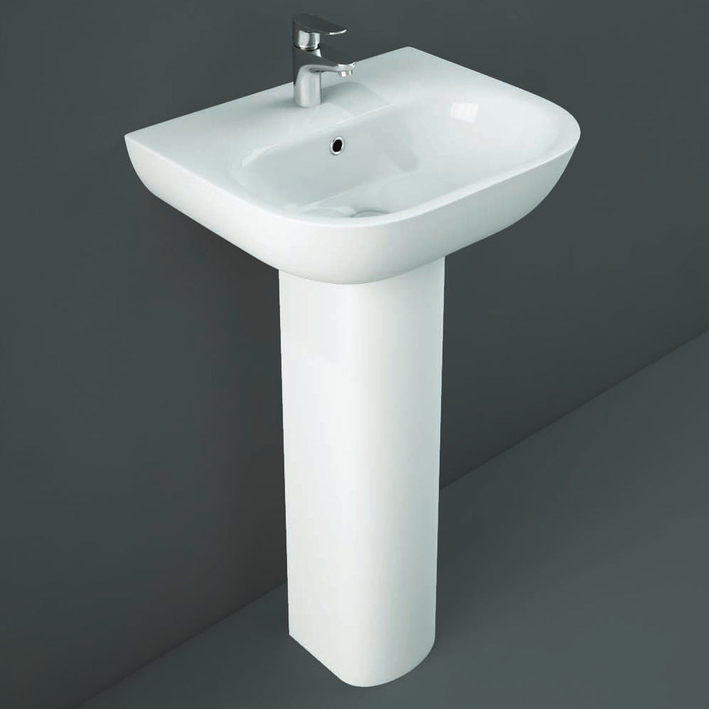 RAK Ceramics Tonique 370mm Pedestal Basin 1 Tap Hole White