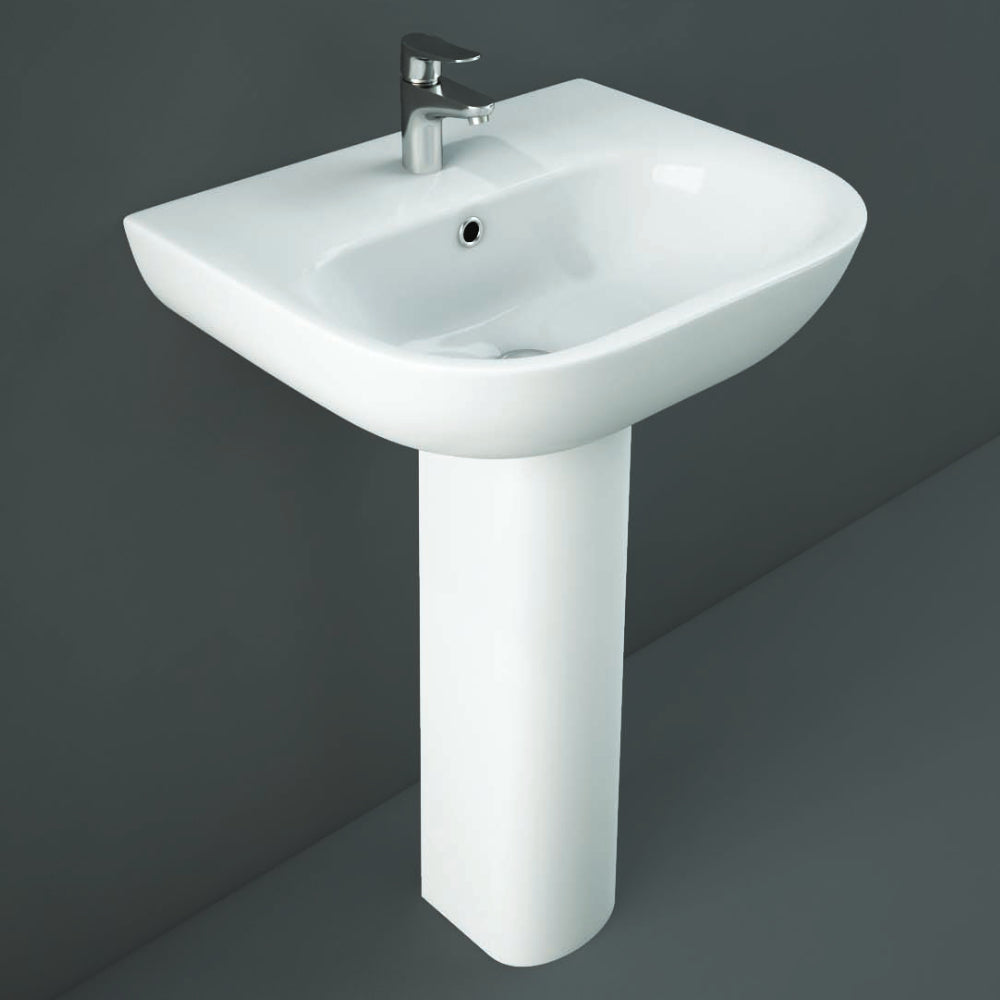 RAK Ceramics Tonique 550mm Pedestal Basin 1 Tap Hole White