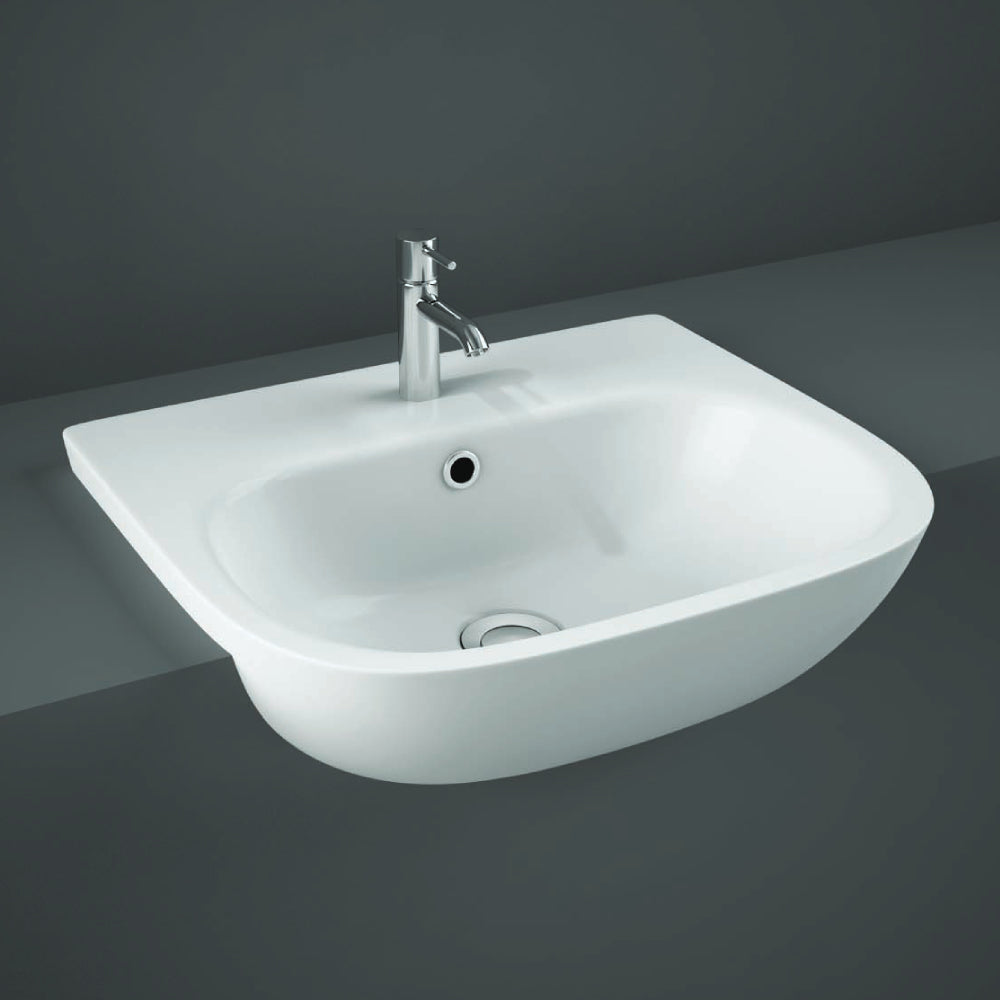 RAK Ceramics Tonique 425mm Semi Recessed Basin 1 Tap Hole White