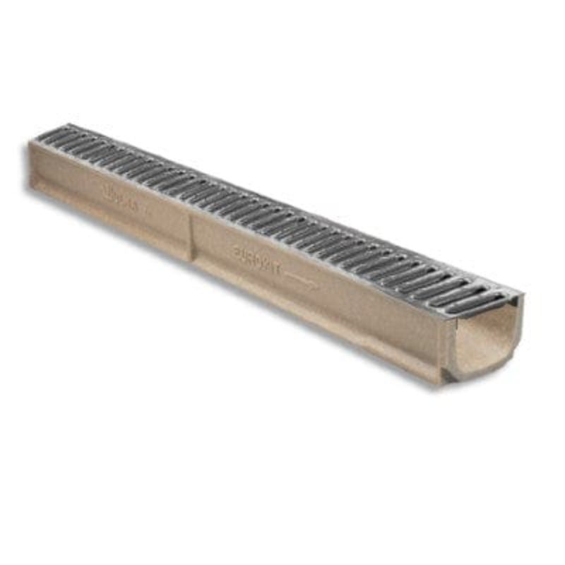 Eurokit Domestic Drainage Channel  w/ A15 Loading Galvanised Steel Grating x 1m 