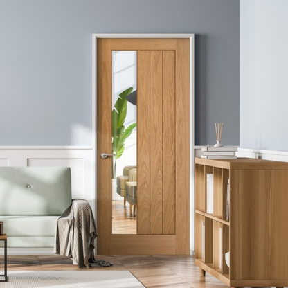 LPD Oak Clear Glazed Offest Un-Finished Internal Door -  All Sizes