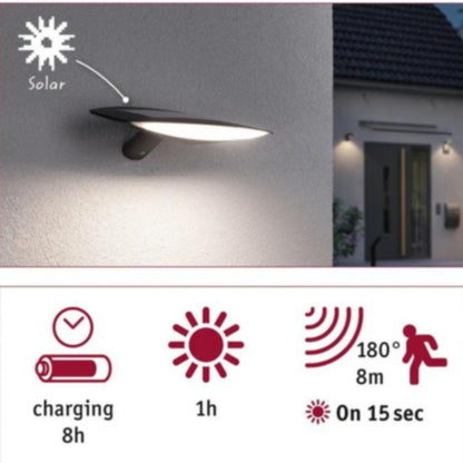 Outdoor Solar Wall Luminaire Kiran IP44 3000K 400lm Motion Sensor 