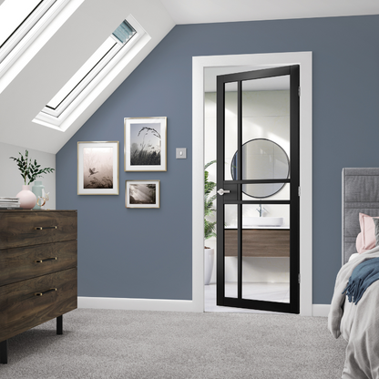 JB Kind City Black Painted Clear Glazed Internal Door - 1981mm x 610mm