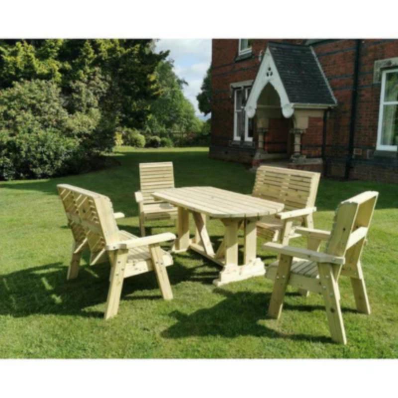 Churnet Valley Ergo 6 Seat Table Set (2 Chairs and 2 Benches)