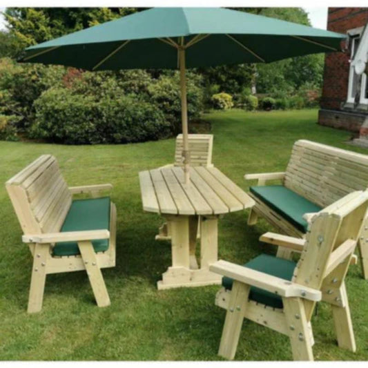 Churnet Valley Ergo 8 Seat Table Set (2 x 3 Seater Benches and 2 Chairs)