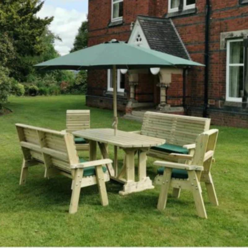 Churnet Valley Ergo 8 Seat Table Set (2 x 3 Seater Benches and 2 Chairs)