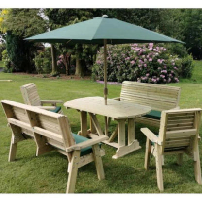 Churnet Valley Ergo 8 Seat Table Set (2 x 3 Seater Benches and 2 Chairs)