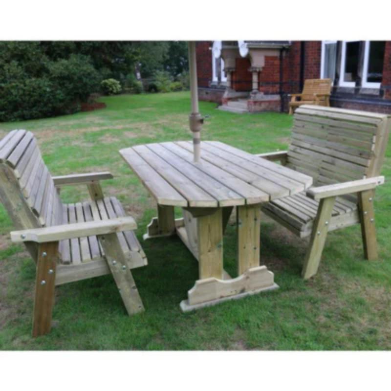 Churnet Valley Ergo 4 Seat Table Set (2 Benches)