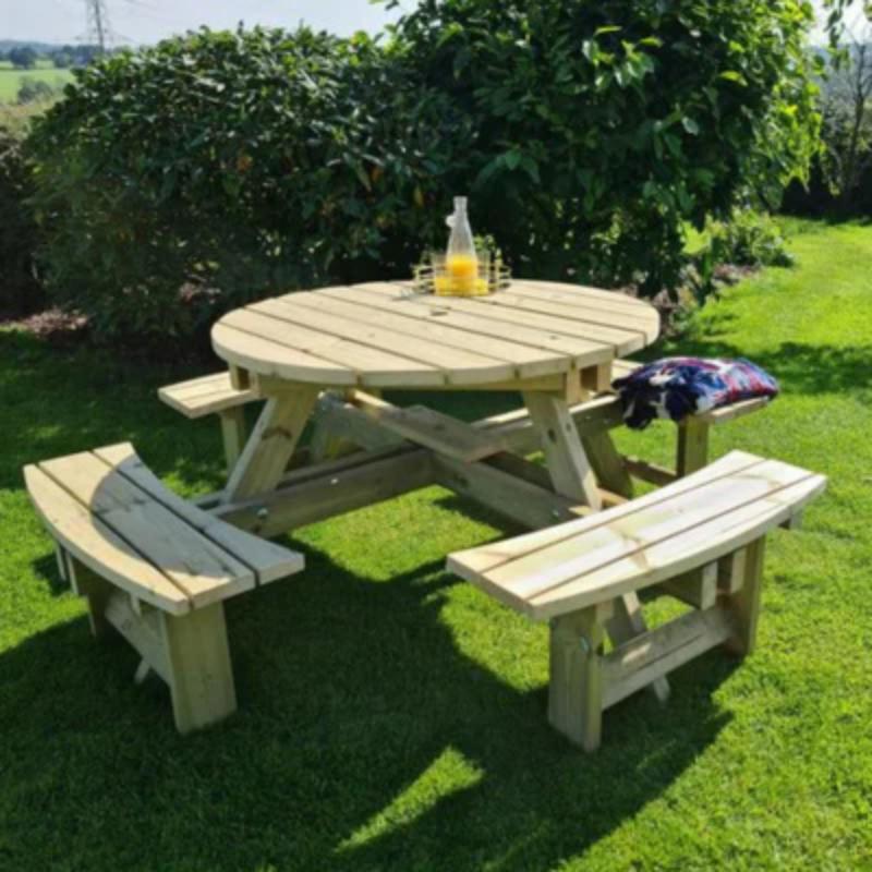 Churnet Valley Westwood Round 8 Seat Picnic Table